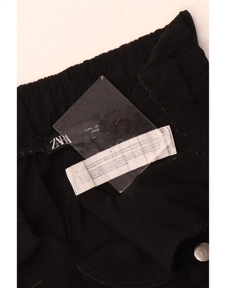 ZARA Mujer Joggers Pantalón Cargo Large W3 Negro Poliéster