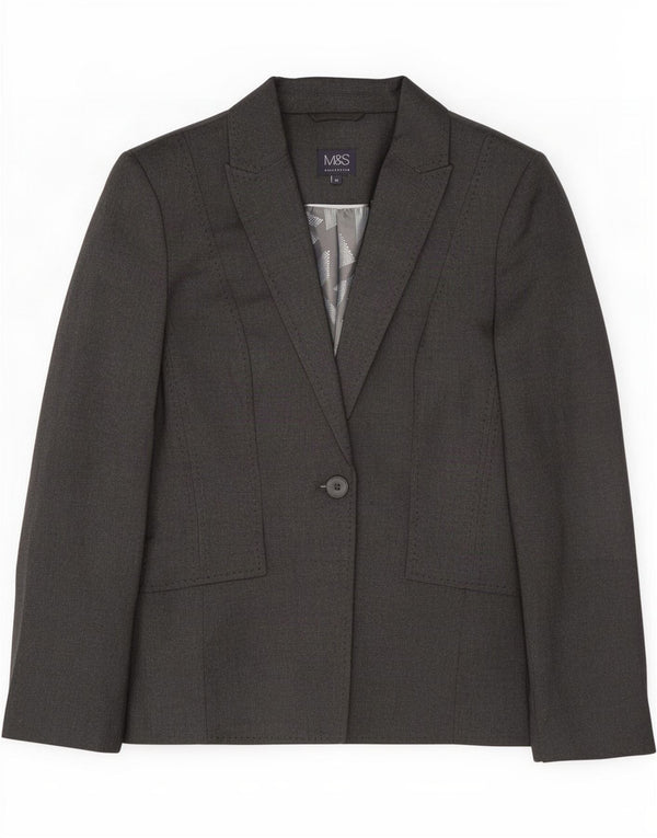 Marks & Spencer Chaqueta tipo blazer con 1 botón para mujer UK 10 Small Gris Poliéster