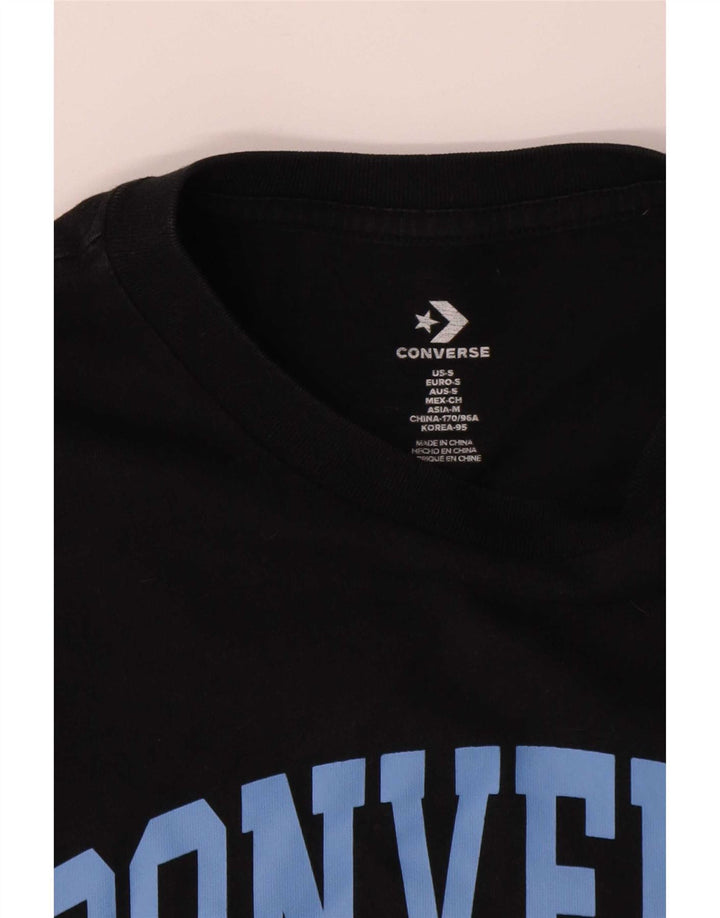 Converse - Camiseta gráfica para hombre, talla pequeña, algodón negro