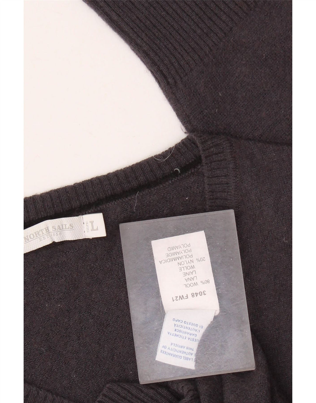 NORTH SAILS Jersey con cuello en V para mujer UK 44 Lana gris grande