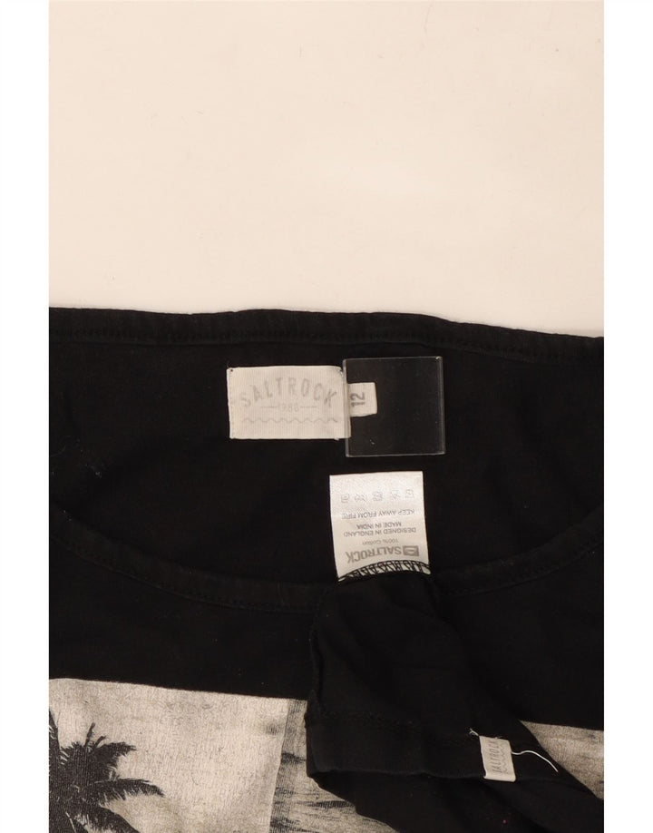 SALTROCK Camiseta gráfica para mujer Top UK 12 Medium Black Cotton