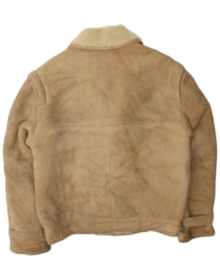 McGregor Chaqueta de piel de oveja con doble botonadura para hombre IT 50 Large Beige