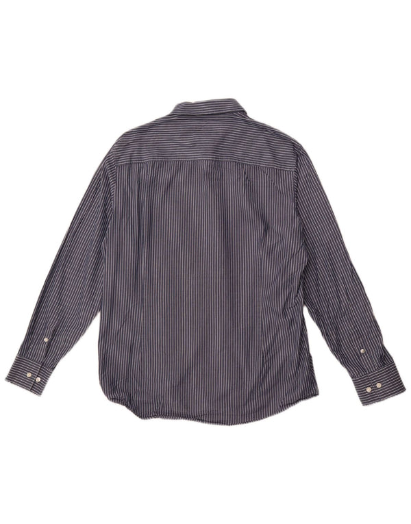 CALVIN KLEIN Camisa slim fit para hombre Talla 43 Grande Azul marino Raya diplomática