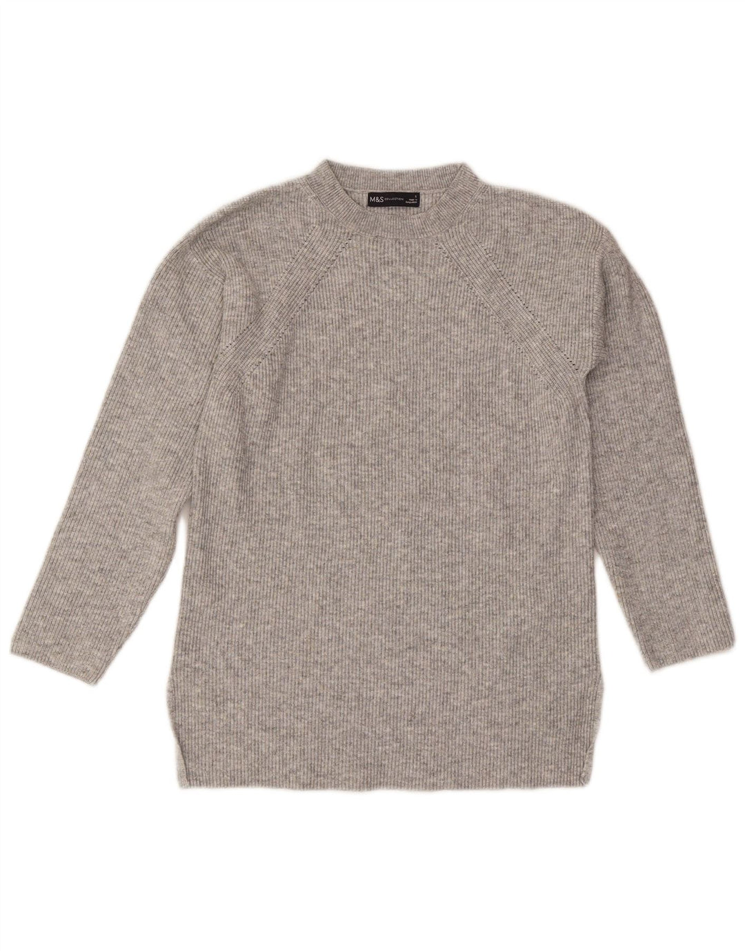 Marks & Spencer Suéter de Cuello Redondo para Mujer UK 10 Small Grey Moteado