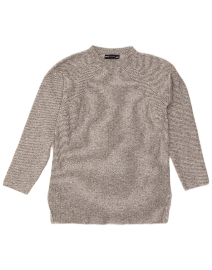 Marks & Spencer Suéter de Cuello Redondo para Mujer UK 10 Small Grey Moteado