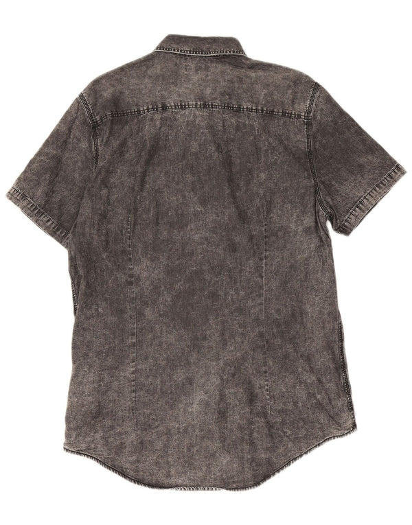 Calvin Klein Jeans Camisa vaquera ajustada de manga corta para hombre XL Algodón gris