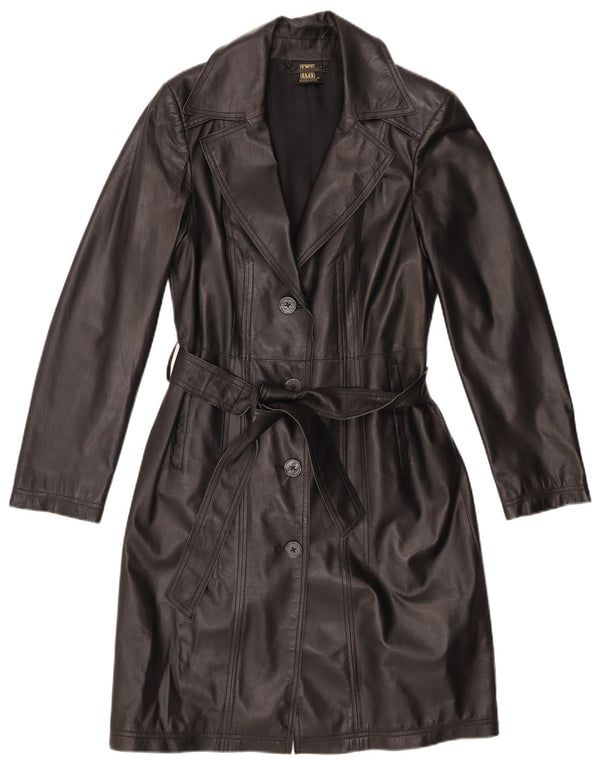 Madeleine Abrigo de cuero para mujer UK 10 Small Black Leather