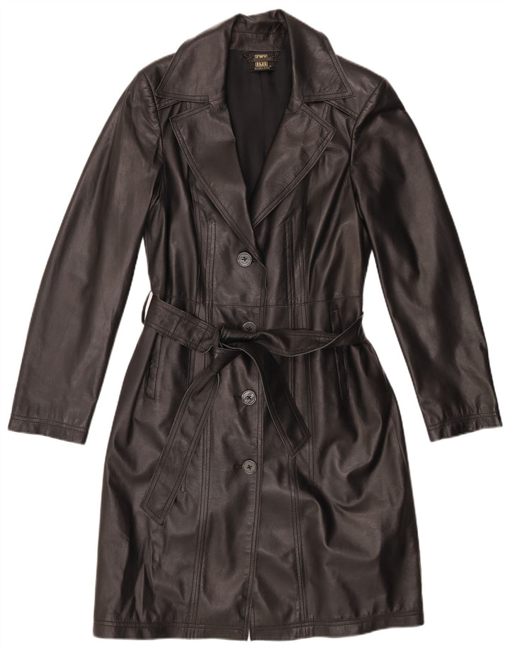 Madeleine Abrigo de cuero para mujer UK 10 Small Black Leather
