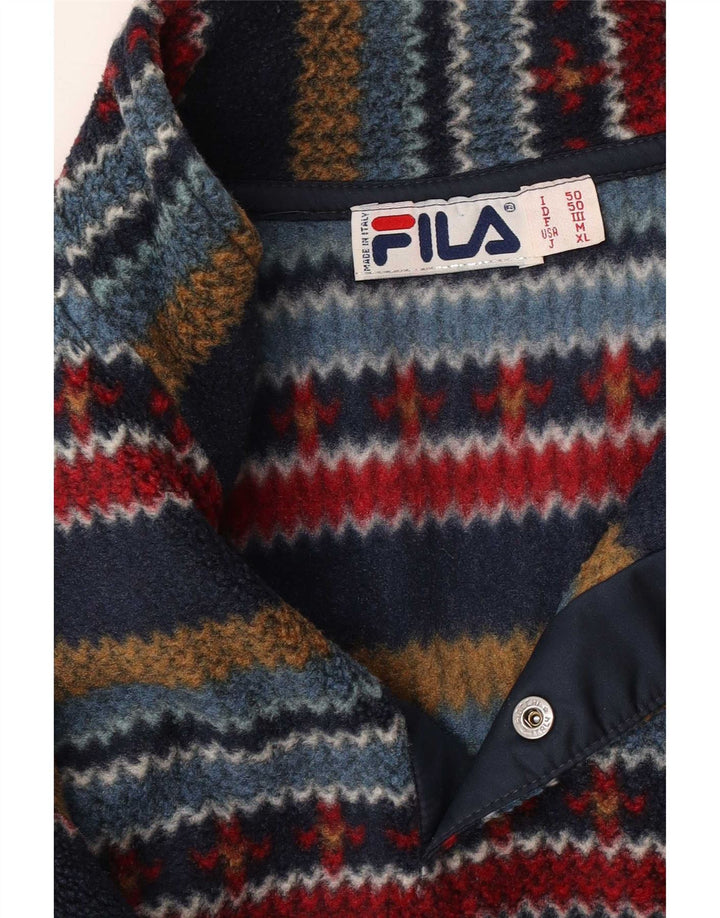 Fila Jersey de forro polar con cuello de botón para hombre IT 50 mediano multicolor geométrico