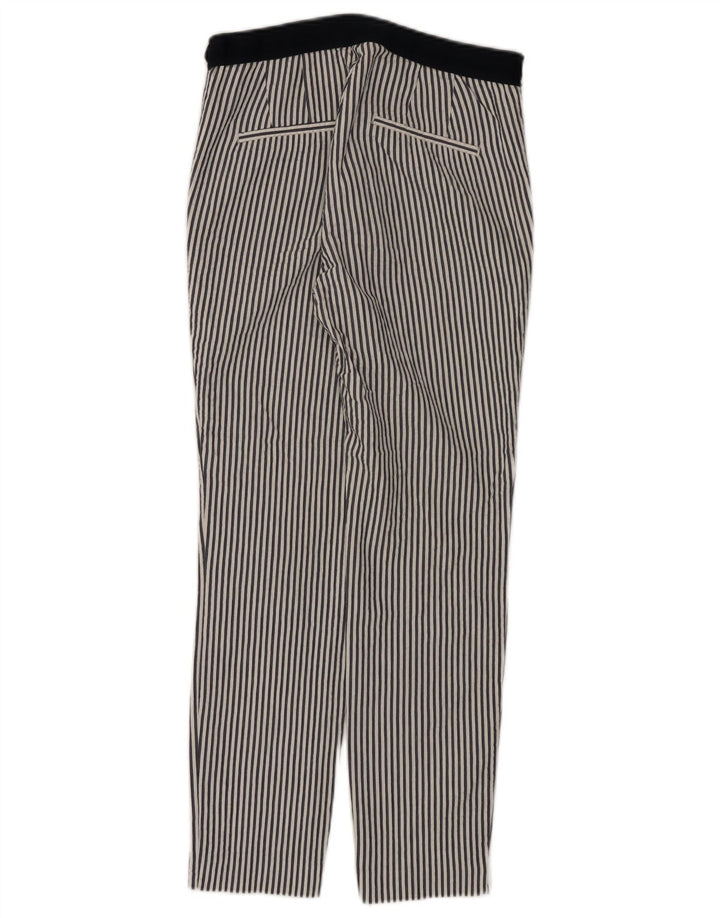 ZARA Mujer Pantalón Chino Slim Small W26 L27 Algodón Rayas Blanco