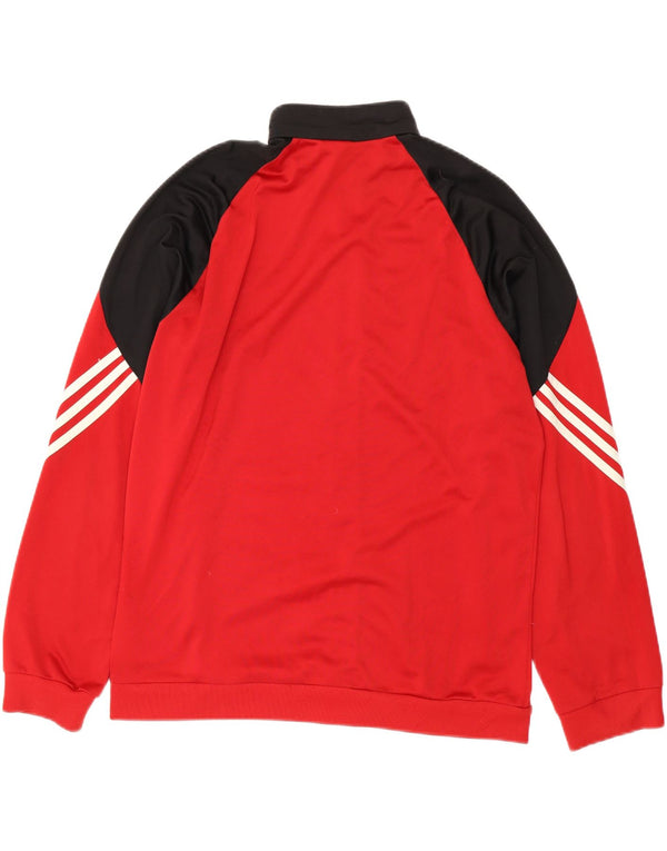 Adidas Hombre Chándal Top Chaqueta Medio Rojo Colorblock Poliéster