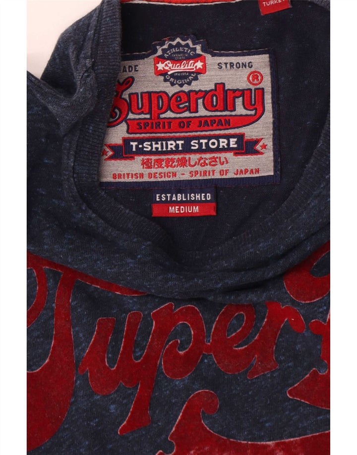 Top gráfico Superdry para hombre de manga larga de algodón azul marino mediano