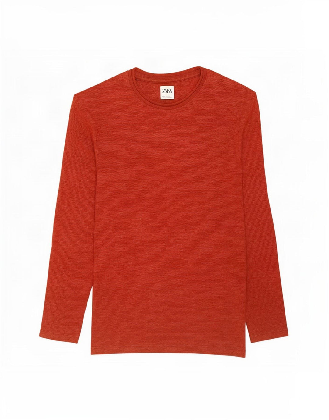 Zara Hombre Jersey Cuello Redondo Jersey Algodón Rojo Medio