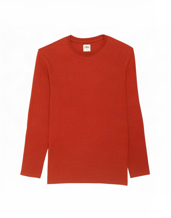 Zara Hombre Jersey Cuello Redondo Jersey Algodón Rojo Medio