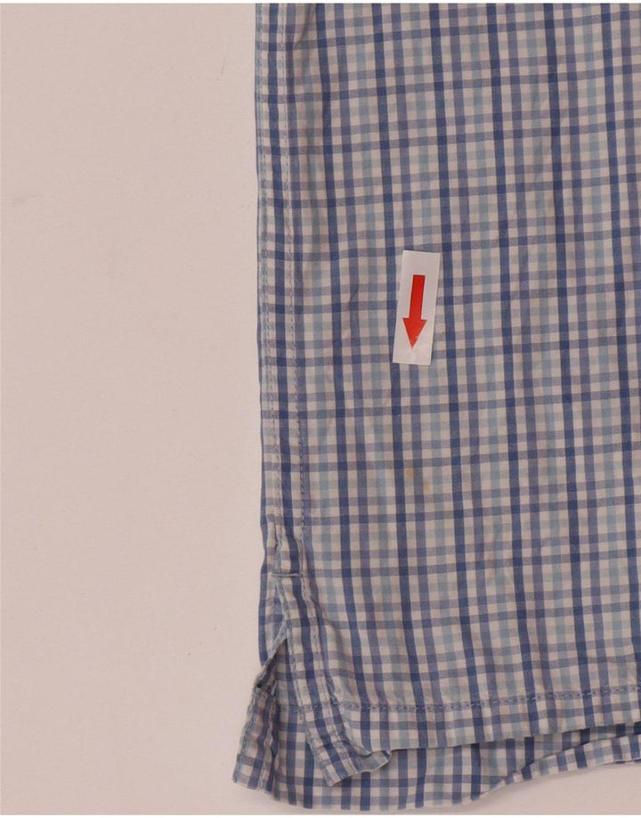 Izod Hombre Camisa Manga Corta XL Azul Cuadros Algodón