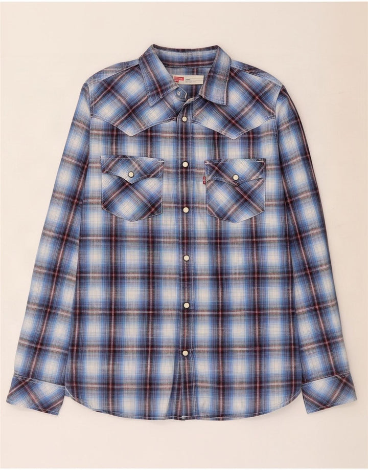 Levi's Camisa de corte estándar para hombre de algodón a cuadros azules pequeños