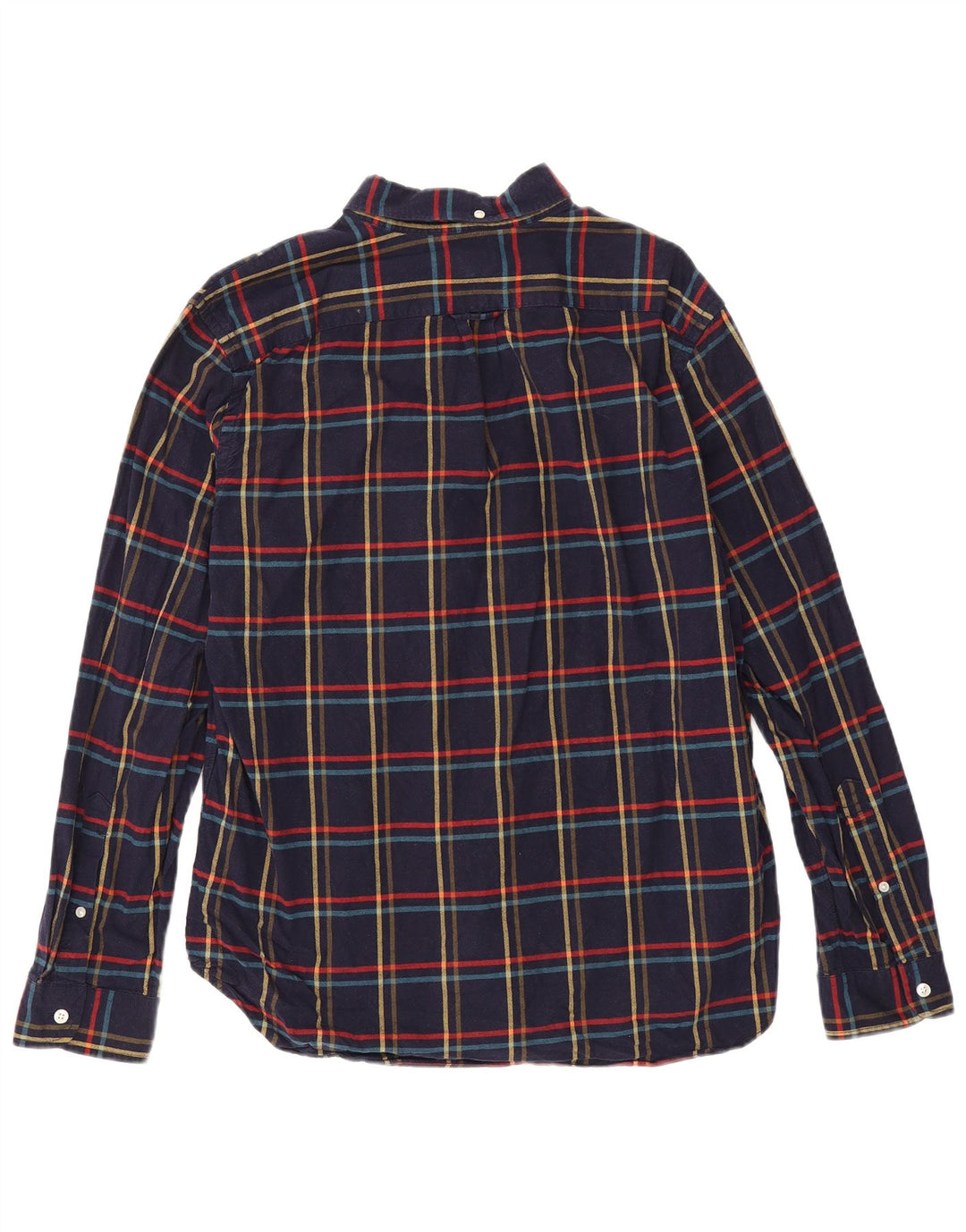 Camisa de franela para hombre J. Crew Algodón a cuadros azul marino grande