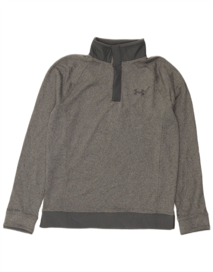 Under Armour Sudadera con cuello con botones para niños de 11 a 12 años, talla grande, gris