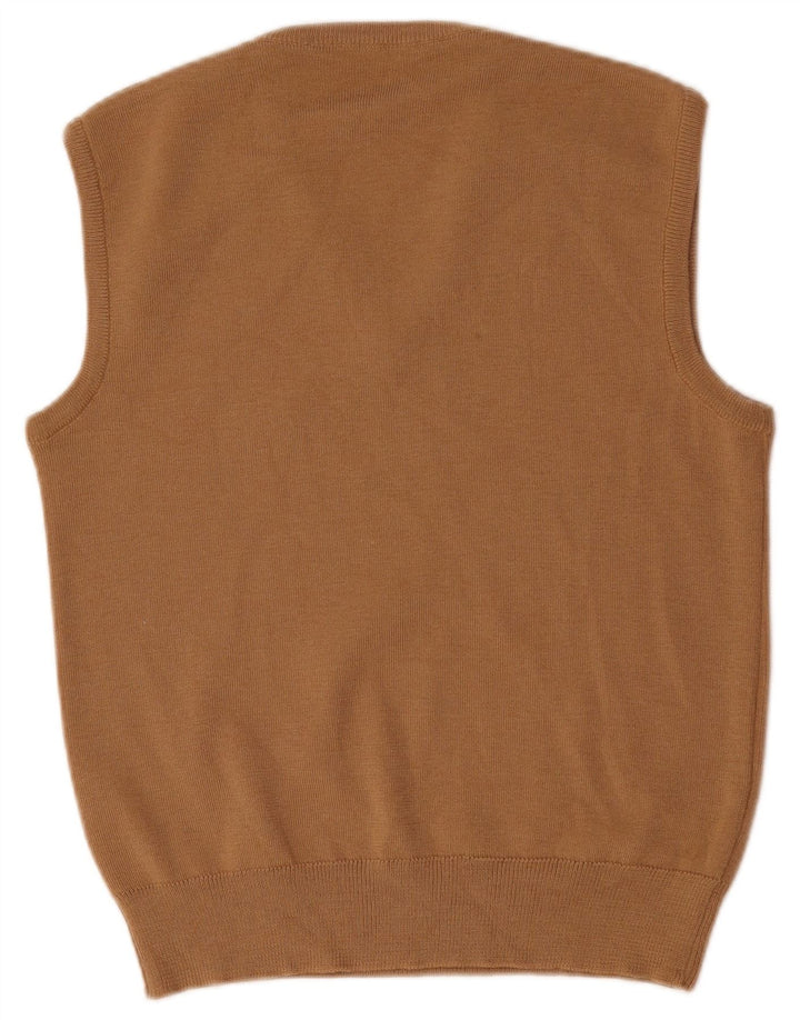 Vintage Hombres Chaleco Tank Top IT 48 Lana Beige Mediana