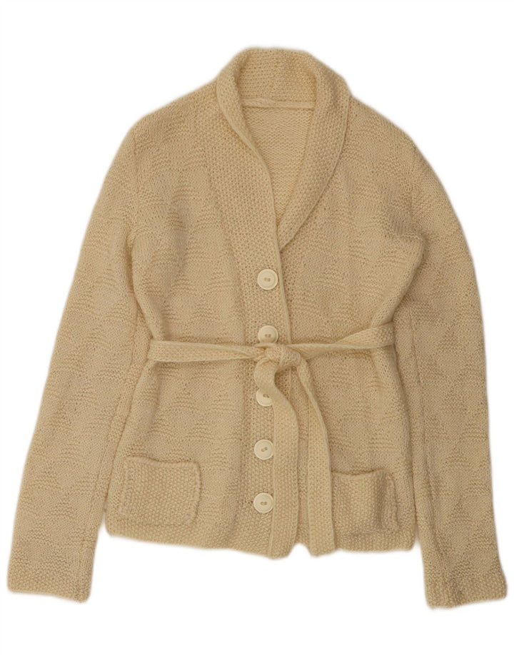 Vintage mujer Cardigan suéter Reino Unido 14 Medio Beige