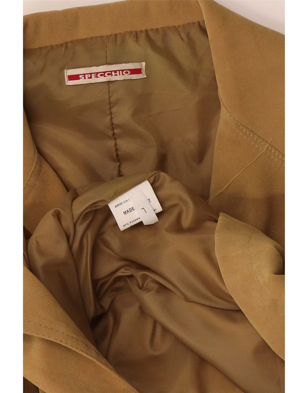 Specchio Chaqueta tipo blazer de 4 botones para mujer UK 44 Grande Poliéster beige