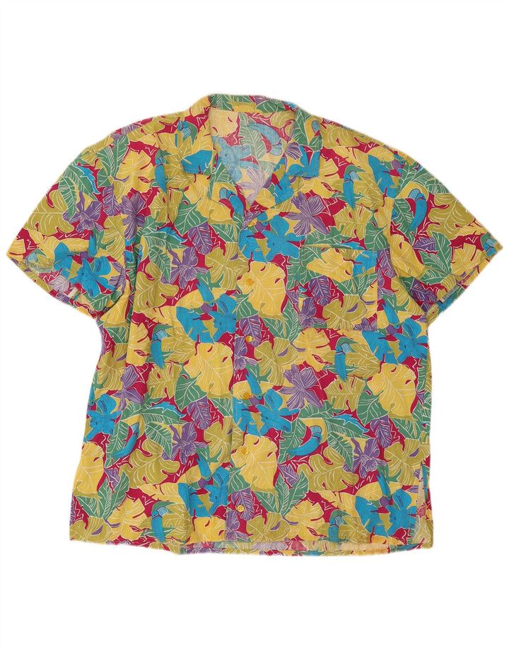 Camisa Vintage Hombre Manga Corta XL Multicolor Floral