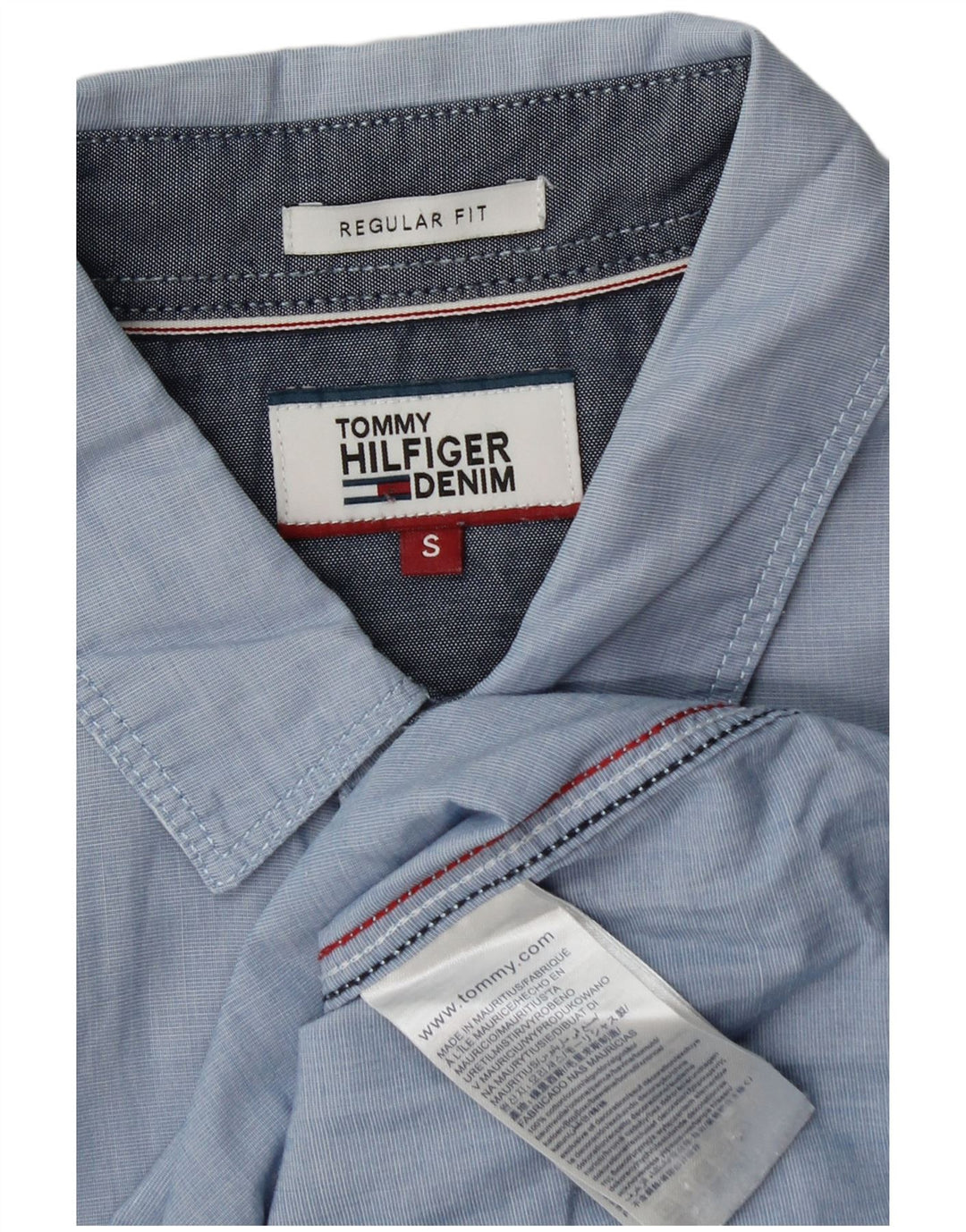 Camisa Tommy Hilfiger Hombre Regular Fit Algodón Azul Pequeño