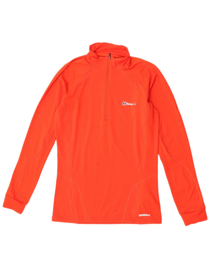 Berghaus Hombre Zip Neck Top Manga Larga Poliéster Naranja Mediano Deportes