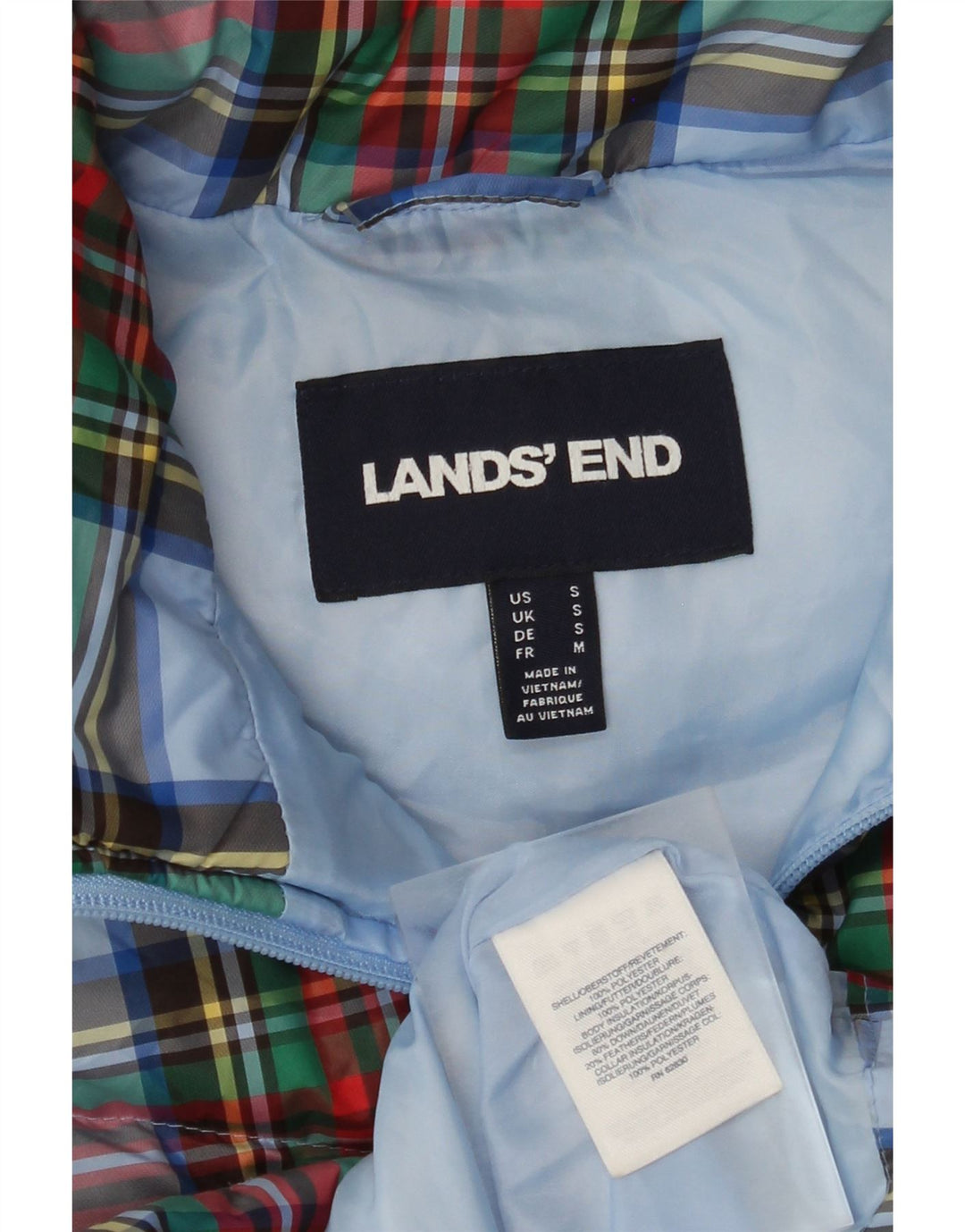 LANDS END Chaleco acolchado para mujer UK 40 Pequeño Poliéster a cuadros multicolor