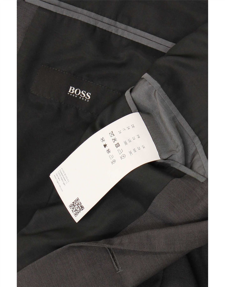 Hugo Boss Chaqueta tipo blazer de 2 botones para hombre UK 36 Small Grey Virgin Wool