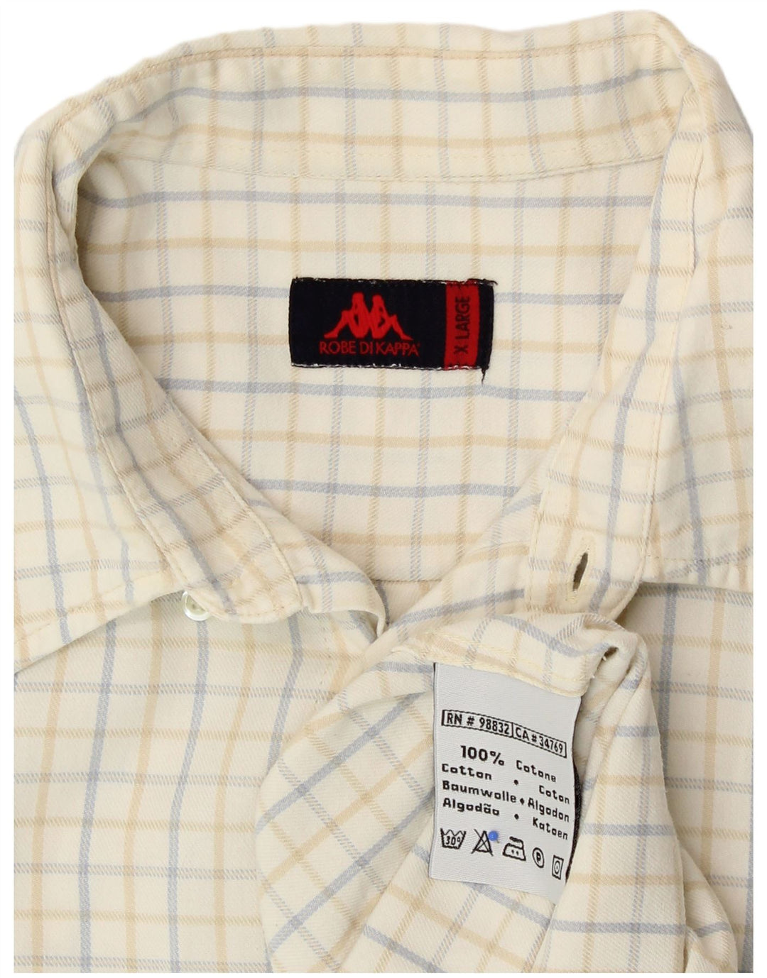 Camisa Kappa Hombre XL Off White Check Algodón
