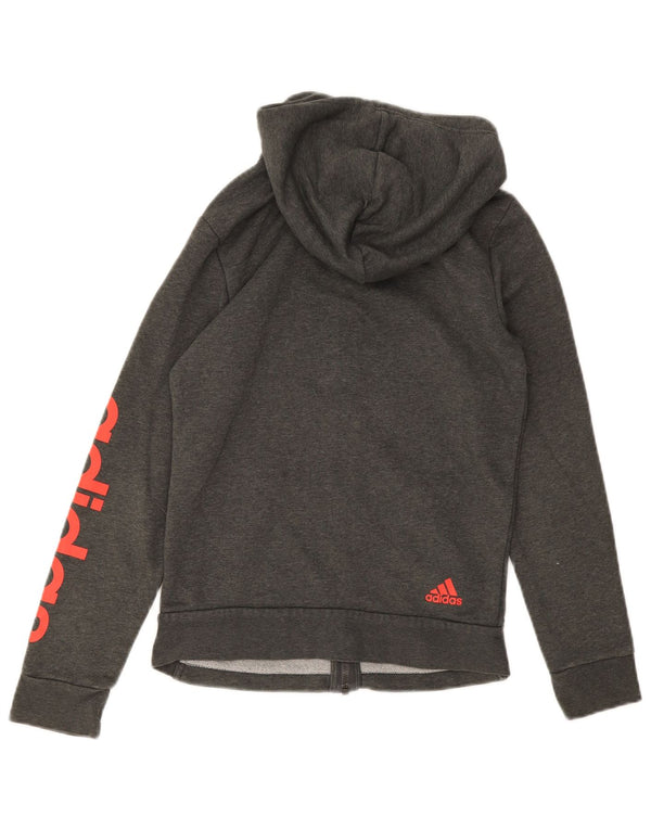 Adidas Sudadera con capucha y cremallera gráfica para mujer UK 8/10 Small Grey Cotton