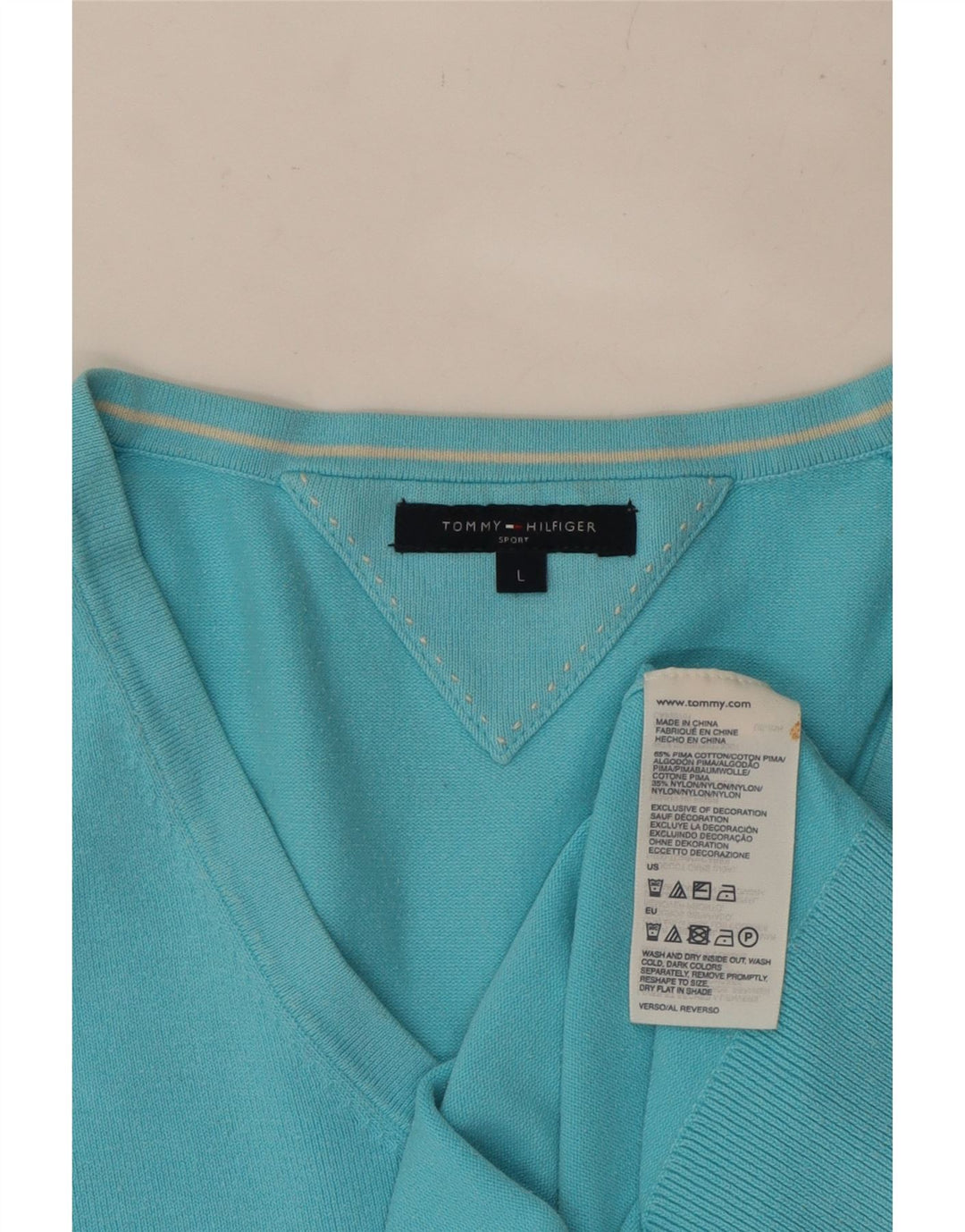 TOMMY HILFIGER Jersey con cuello en V para mujer UK 44 Algodón azul grande