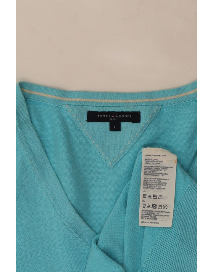 TOMMY HILFIGER Jersey con cuello en V para mujer UK 44 Algodón azul grande