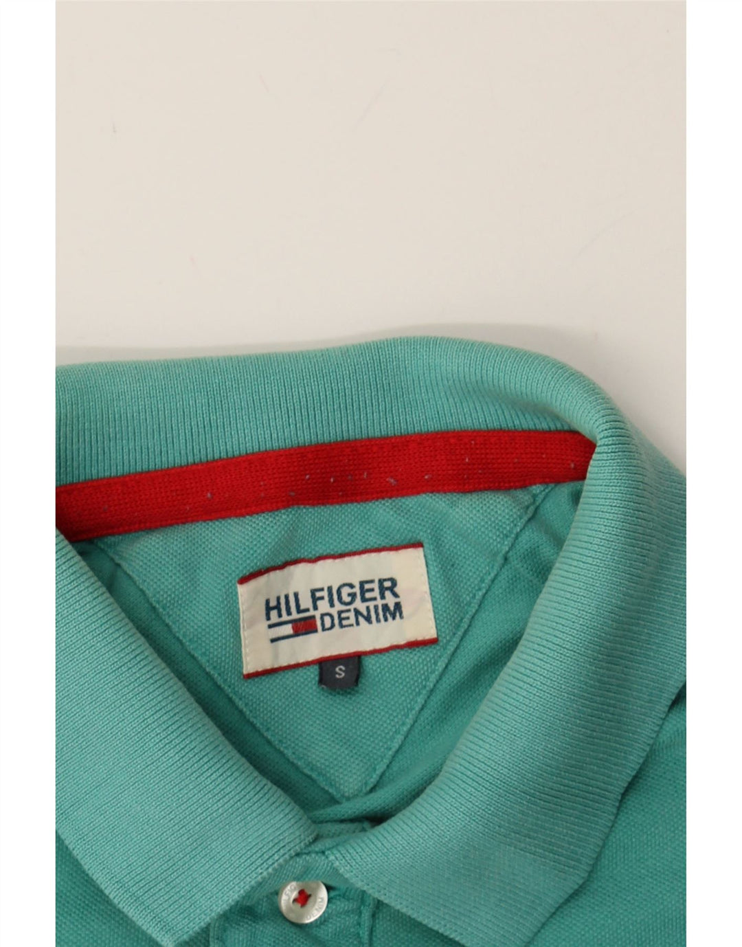 TOMMY HILFIGER Mens Polo Shirt Small Turquoise Cotton Vintage Tommy Hilfiger and Second-Hand Tommy Hilfiger from Messina Hembry 