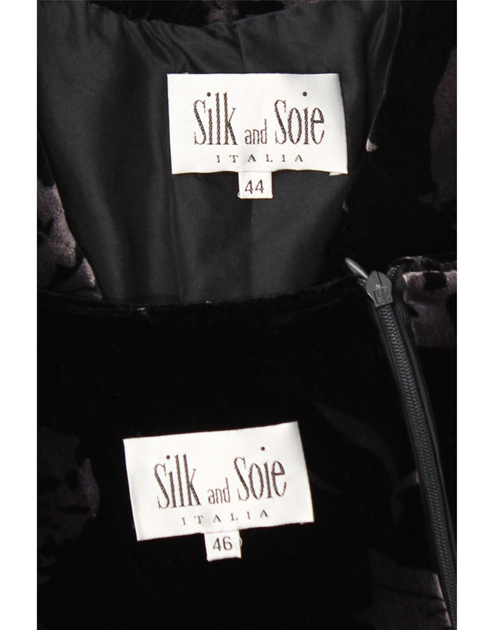 SILK AND SOIE Conjunto de 2 piezas de terciopelo con 3 botones para mujer IT 44 Medium Black Floral