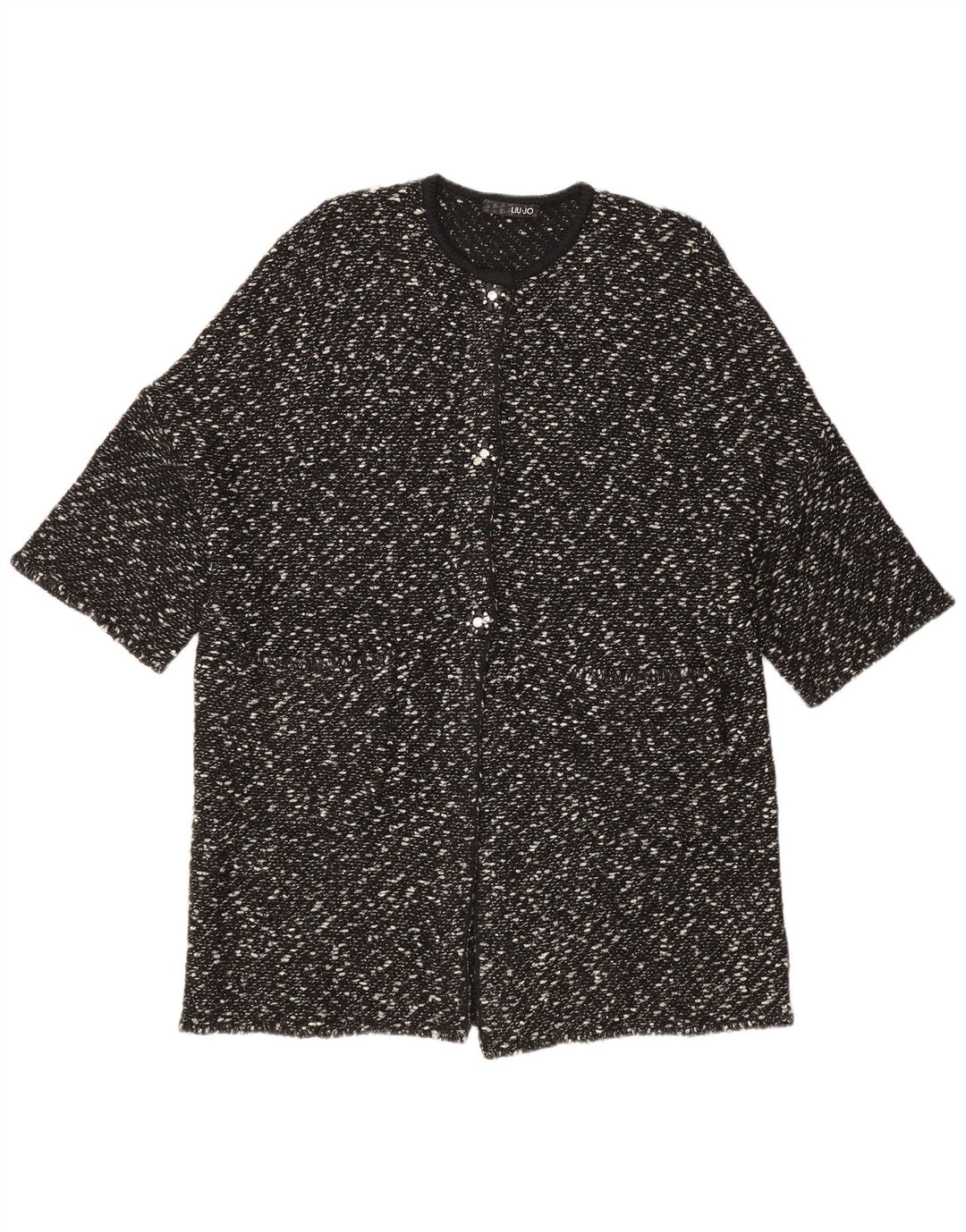 Liu Jo Suéter tipo cárdigan largo de manga corta para mujer IT 44 Medium Black