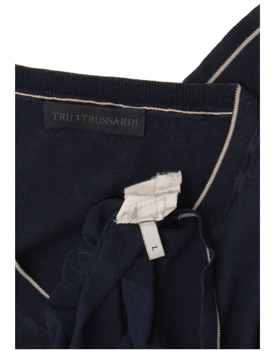 Trussardi Jersey con Cuello en V para Hombre Large Azul Marino