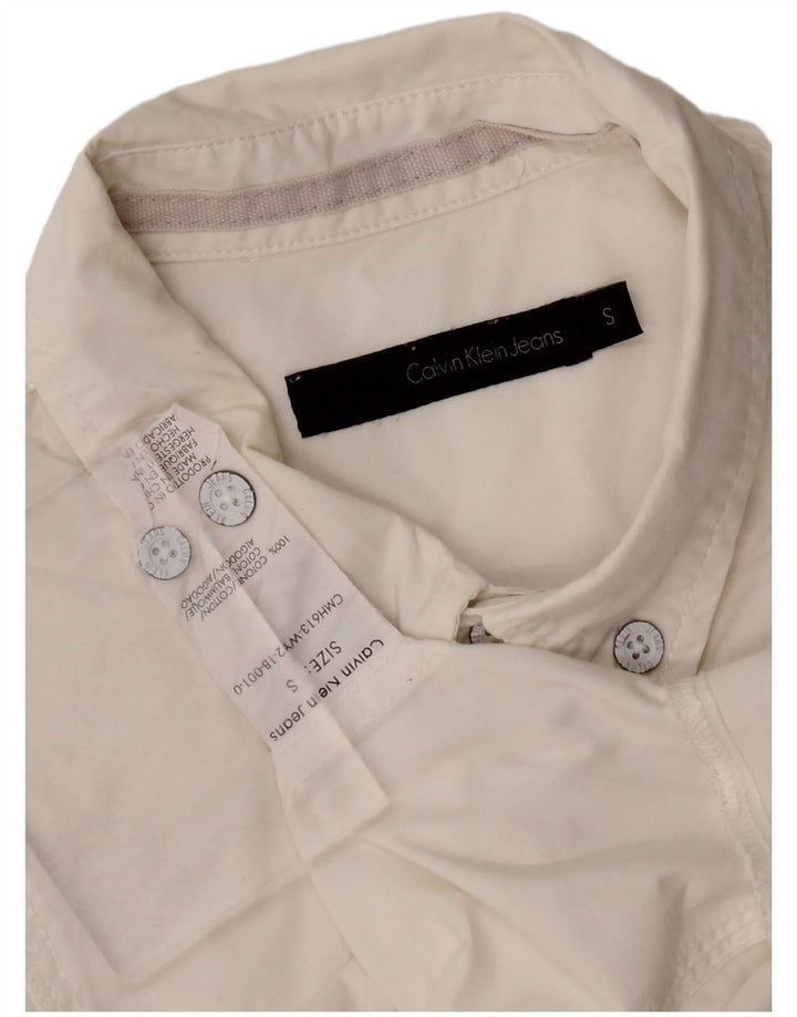 CALVIN KLEIN JEANS Mens Short Sleeve Shirt Small White Cotton