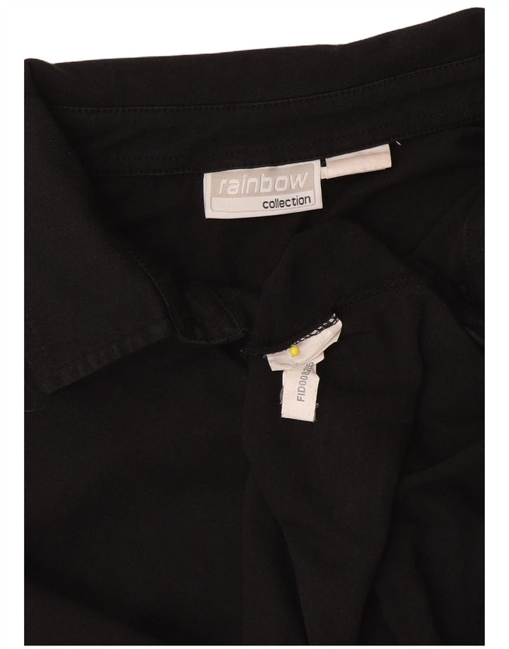 Polo de manga larga con gráfico Rainbow para hombre de algodón negro mediano