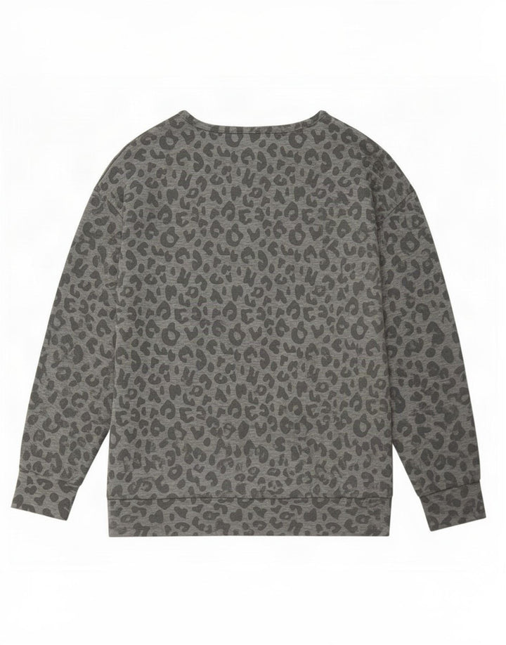 John Lewis - Sudadera para mujer, talla 44, color gris medio, estampado animal