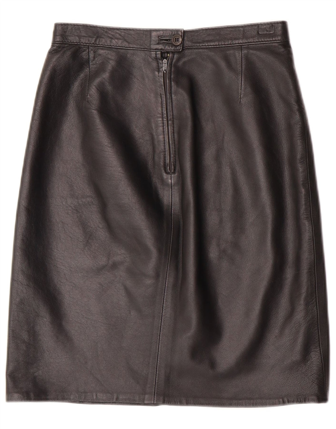 VINTAGE Falda de cuero para mujer IT 38 XS W24 Negro