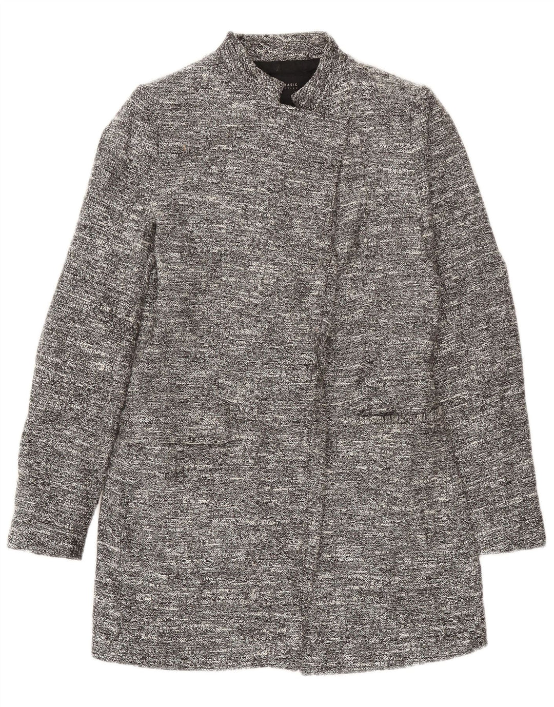 Zara Mujer Chaqueta Blazer Larga UK 42 Acetato Moteado Gris Medio
