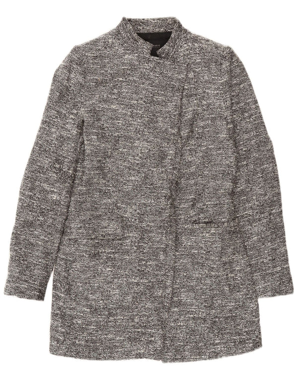 Zara Mujer Chaqueta Blazer Larga UK 42 Acetato Moteado Gris Medio