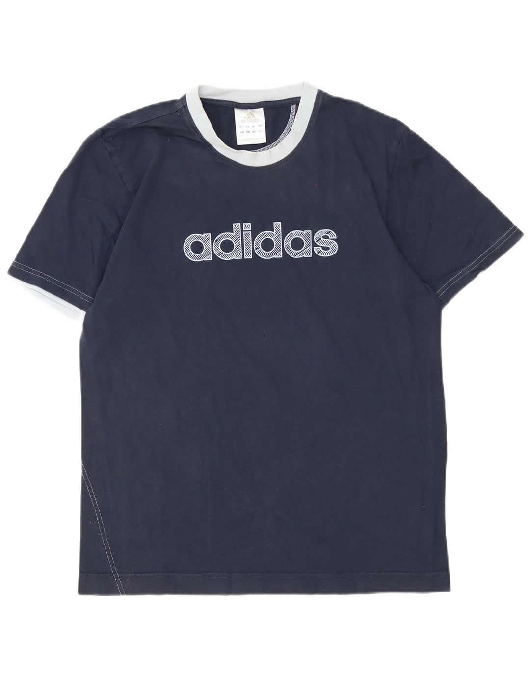 Adidas Hombre Camiseta Gráfica Top Medio Azul Marino Algodón