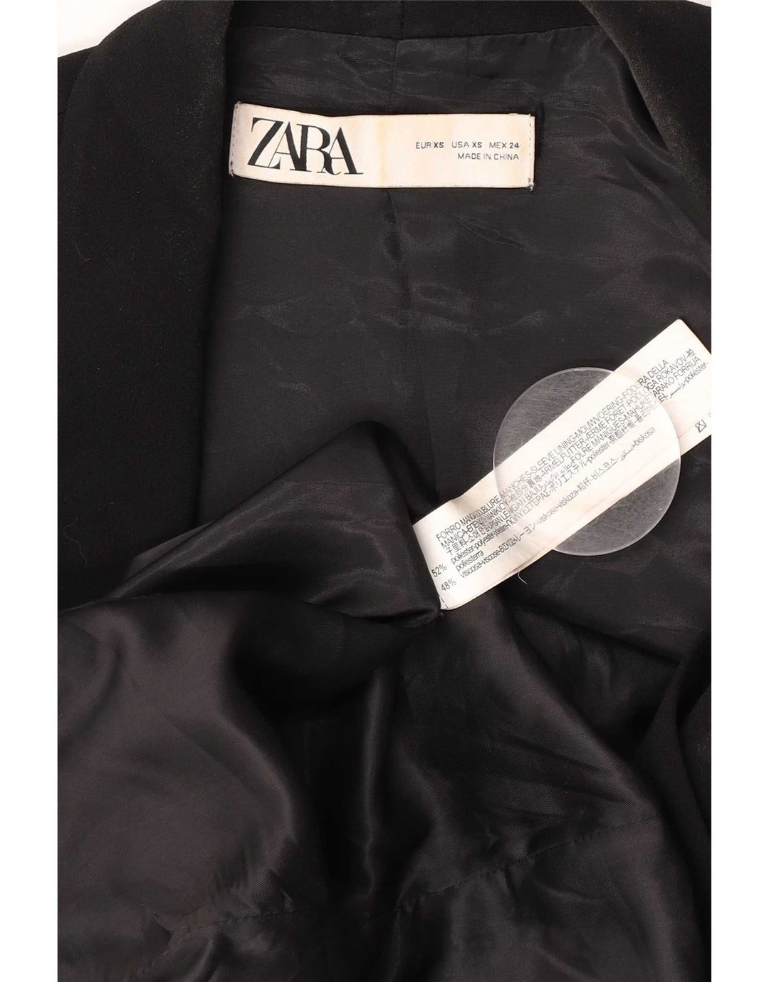Zara Mujer Chaqueta Blazer Extragrande UK 6 XS Poliéster Negro