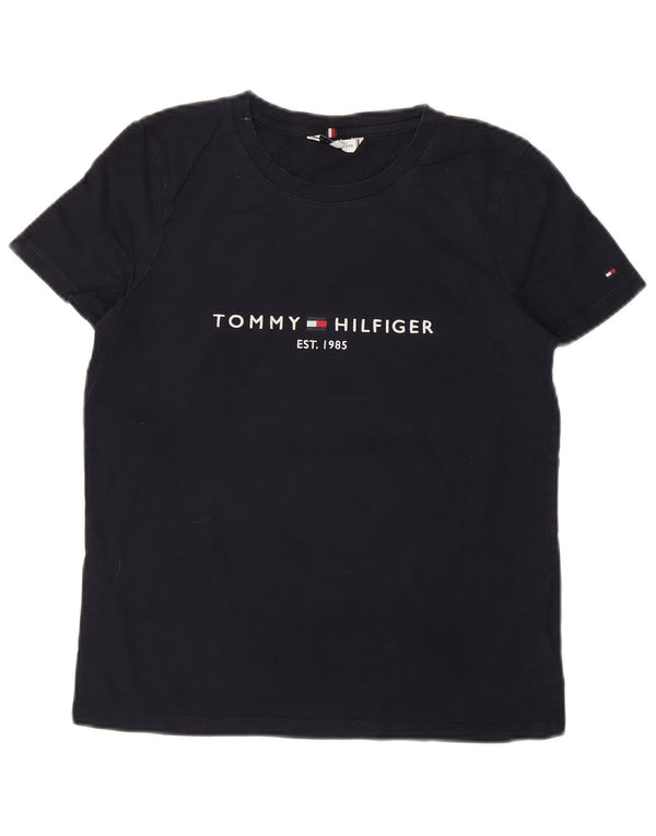 TOMMY HILFIGER Camiseta gráfica para mujer Top UK 12 Medium Azul marino Algodón
