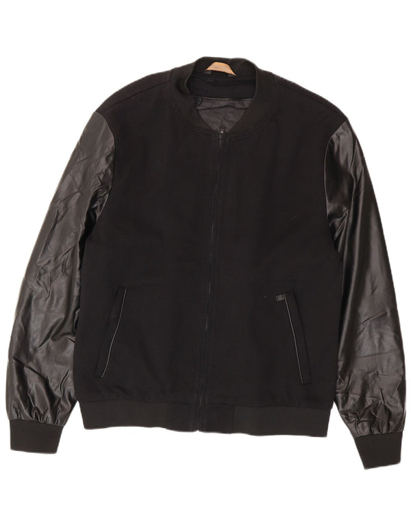 Zara Hombre Cazadora Bomber ES 42 XL Poliéster Negro