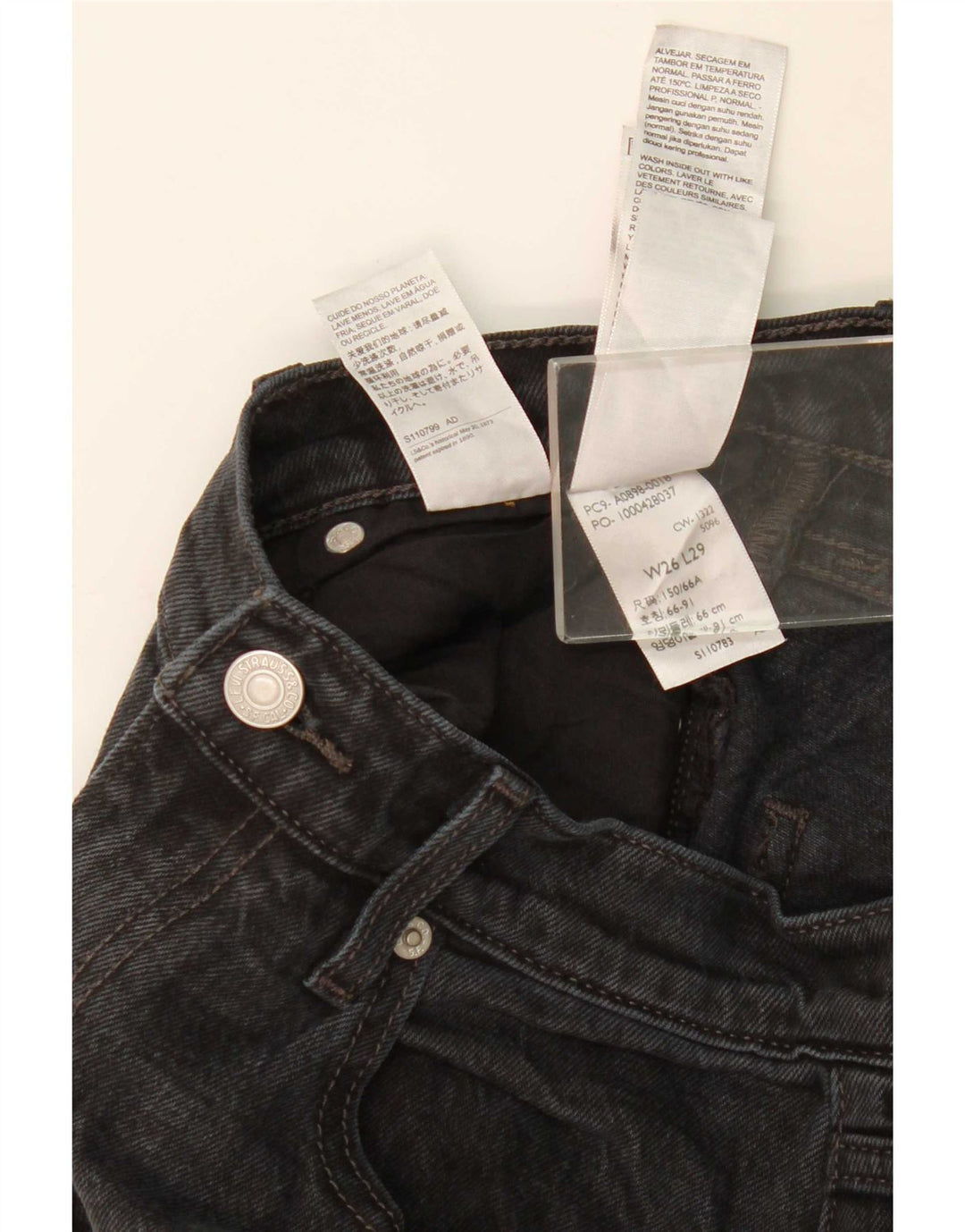 Levi's Vaqueros Cónicos Para Mujer W26 L29 Algodón Negro