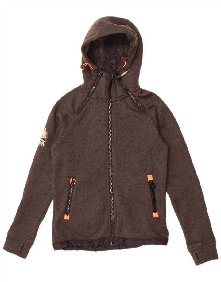 Superdry Chaqueta bomber de punto con capucha para hombre Reino Unido 36 Poliéster moteado gris pequeño